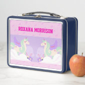 ユニコーン翼バラピンクブルーメタルランチボックス メタルランチボックス (インサイチュ)
