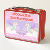 ユニコーン翼バラピンクホワイトメタル弁当箱 メタルランチボックス (裏面)