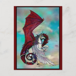 ユニコーン翼ポニーPegacorn Wyrm Red Dragon Horse ポストカード