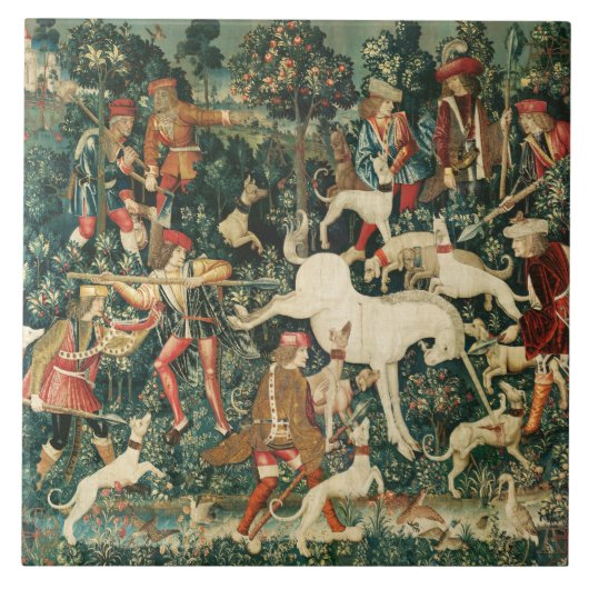 ユニコーン自身を防衛、他の動物の緑 タイル (正面)