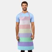 ユニコーン色のストライプ エプロン (着用した状態)
