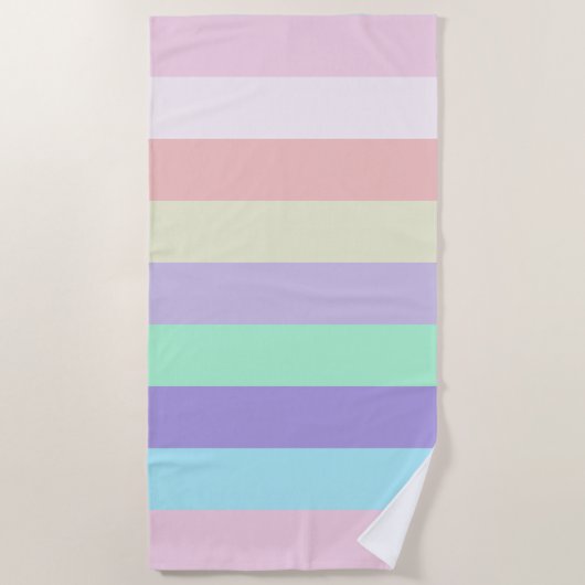 ユニコーン色のストライプ ビーチタオル (正面)