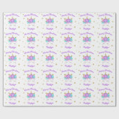 ユニコーン花紫色かわいいパーソナライズされたクリスマス ラッピングペーパー (フラット)