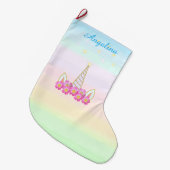 ユニコーン花&星 ラージクリスマスストッキング (正面 (吊り時))