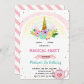 ユニコーン茶パーティーテーマ 招待状 (正面/裏面)