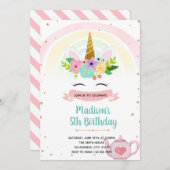 ユニコーン茶パーティーテーマ 招待状 (正面/裏面)