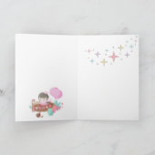 ユニコーン虹と風船と宇宙飛行士3D ノートカード (内部)