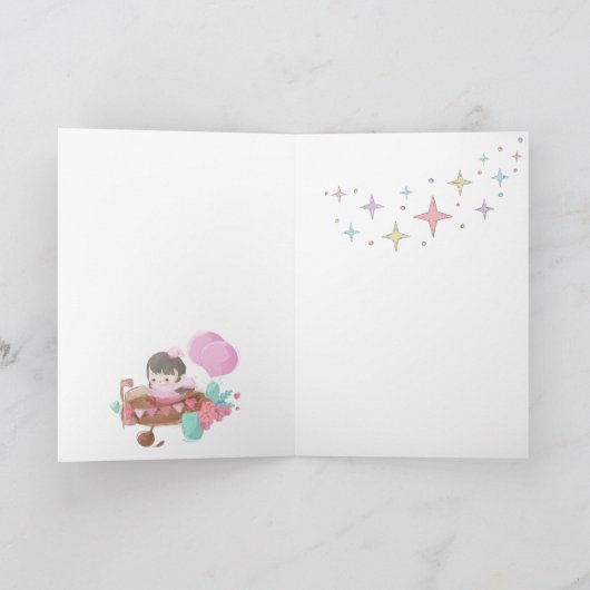 ユニコーン虹と風船と宇宙飛行士3D ノートカード (内部)