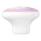 ユニコーン虹のピンクの名前の女の子 セラミックノブ (側面)