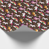 ユニコーン虹の子供の背景馬 ラッピングペーパー (角)