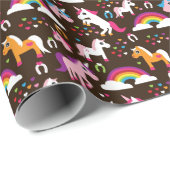 ユニコーン虹の子供の背景馬 ラッピングペーパー (ロールコーナー)