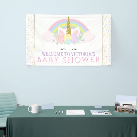 ユニコーン虹の赤ちゃんシャワーのバナー 横断幕 (トレードショー)