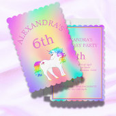 ユニコーン虹の魔法のカラフルかわいい誕生日 招待状