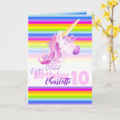 ユニコーン虹の10番目の誕生日カード カード (黄色い花)