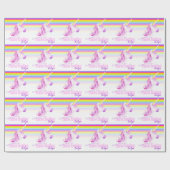 ユニコーン虹パーソナライズされた新生児紙ラップ ラッピングペーパー (フラット)