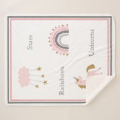 ユニコーン虹ピンクボホパターン シェルパブランケット (正面(横))