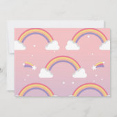ユニコーン虹フォトバースデーパーティーピンクスターズ 招待状 (裏面)