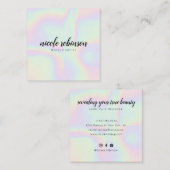 ユニコーン虹ホログラフィモダンーのメイクアップアーティスト スクエア名刺 (正面/裏面)