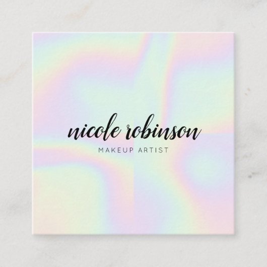 ユニコーン虹ホログラフィモダンーのメイクアップアーティスト スクエア名刺 (正面)