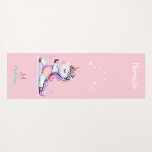 ユニコーン虹ヨガポーズキュートピンク名物モノグラム ヨガマット (裏面(横))