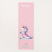 ユニコーン虹ヨガポーズキュートピンク名物モノグラム ヨガマット (裏面)