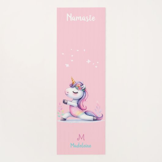 ユニコーン虹ヨガポーズキュートピンク名物モノグラム ヨガマット (裏面)