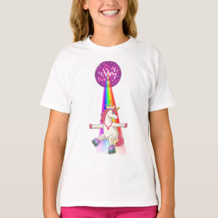 ユニコーン虹ローラースケーター Tシャツ