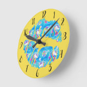 ユニコーン虹色アクフォイルメタルキス唇 ラウンド壁時計 (傾斜)