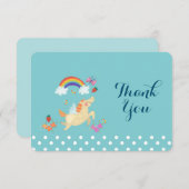 ユニコーン虹雲と花の誕生日感謝 サンキューカード (正面/裏面)