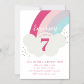 ユニコーン虹雲の子ども誕生日 マグネット招待状 (正面)