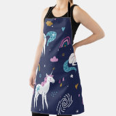ユニコーン虹：かわいい漫画シームレス エプロン (インサイチュ)