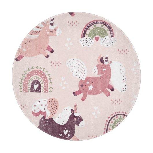 ユニコーン虹：パステル魔法背景。 カッティングボード (正面)