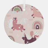 ユニコーン虹：パステル魔法背景。 ガラスオーナメント (裏面)