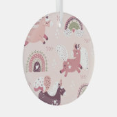 ユニコーン虹：パステル魔法背景。 ガラスオーナメント (正面右)