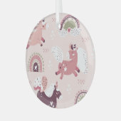 ユニコーン虹：パステル魔法背景。 ガラスオーナメント (正面左)