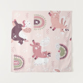 ユニコーン虹：パステル魔法背景。 タペストリー (正面(横))