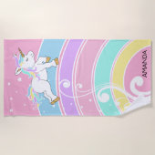 ユニコーン虹 ビーチタオル (正面)