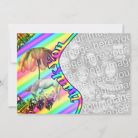 ユニコーン蝶ありがとうフォトカード サンキューカード (正面)