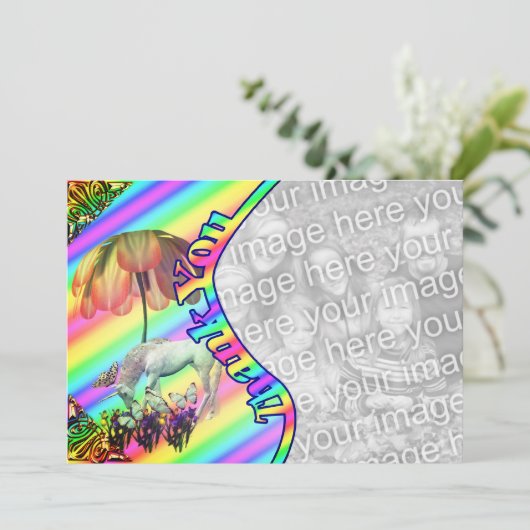 ユニコーン蝶ありがとうフォトカード サンキューカード (スタンド正面)