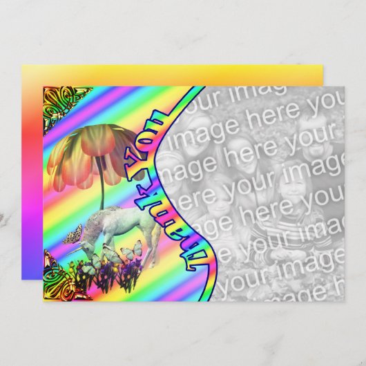 ユニコーン蝶ありがとうフォトカード サンキューカード (正面/裏面)