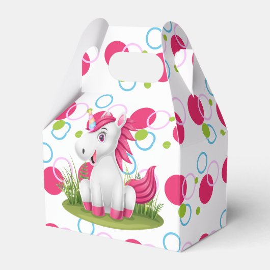 ユニコーン誕生日お願いボックスとメッセージ フェイバーボックス (正面サイド)