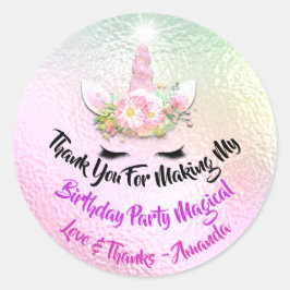 ユニコーン誕生日の好意ピンクスパーク金ゴールドフローラOmbr ラウンドシール