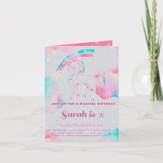 ユニコーン誕生日の折り畳み招待状 招待状