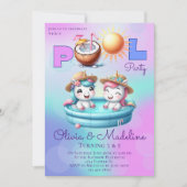 ユニコーン誕生日の招待の兄弟姉妹 招待状 (正面)