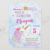 ユニコーン誕生日の招待マジカルユニコーンパーティー 招待状 (正面/裏面)