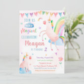 ユニコーン誕生日の招待マジカル誕生日パーティー 招待状 (スタンド正面)