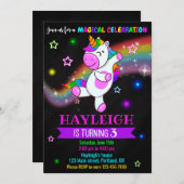 ユニコーン誕生日の招待状1st魔法パーティー招待状 招待状 (正面/裏面)