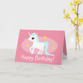 ユニコーン誕生日の願いカスタマイズ可能なカード カード (黄色い花)