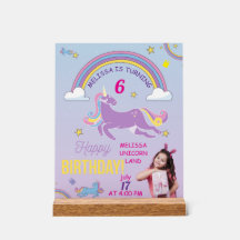 ユニコーン誕生日アクリルサイン – 名前をカスタムする&写真