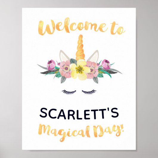 ユニコーン誕生日ウェルカムサイン ポスター (正面)